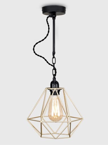 Huber Industrial Wall Light with Gold Cage Shade