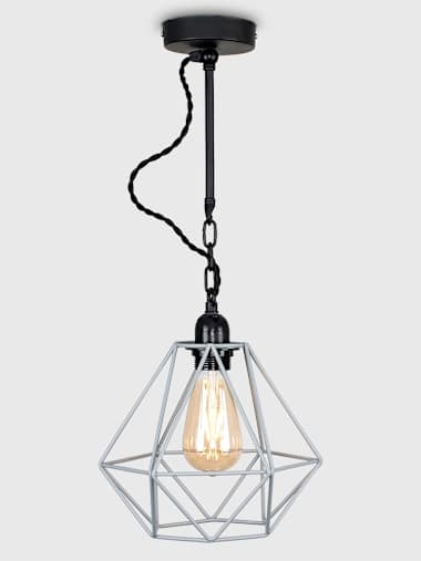 Huber Industrial Ceiling Light with Grey Cage Shade