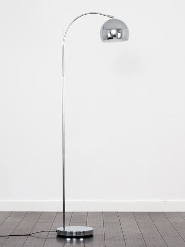 Curva Chrome Arc Floor Lamp with Domed Chrome Shade