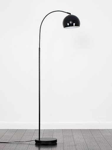 Curva Black Arc Floor Lamp with Black Shade
