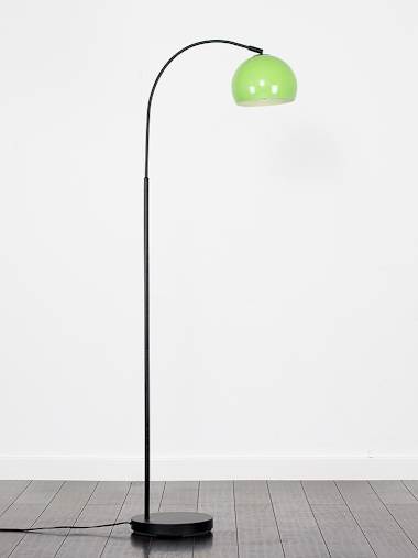 Curva Black Arc Floor Lamp with Green Shade