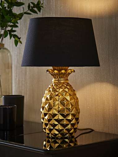 Gold Table Lamp with Black Shade
