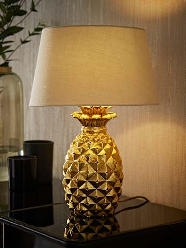 Gold Table Lamp with Beige Shade