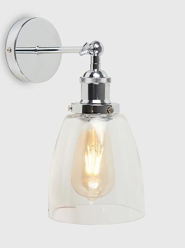 Pair of Chrome Wall Lights with Glass Dome Shades