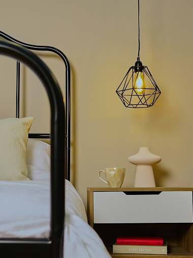 Casco Matte Black Ceiling Pendant Light with Diablo Shade