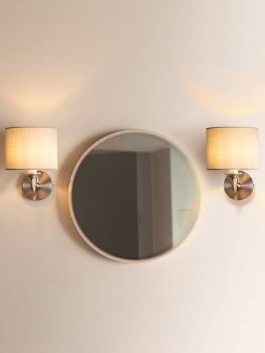 Pair of Single Chrome Wall Lights with Grey Shades