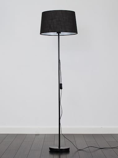 Black Floor Lamp with Black Drum Shade