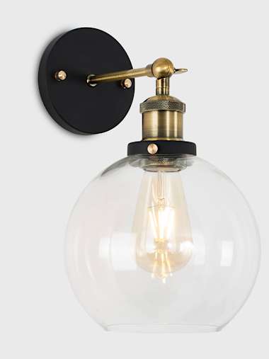 Pair of Wall Lights with Clear Glass Shades