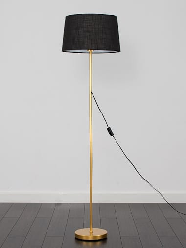 Gold Floor Lamp with Black Shade