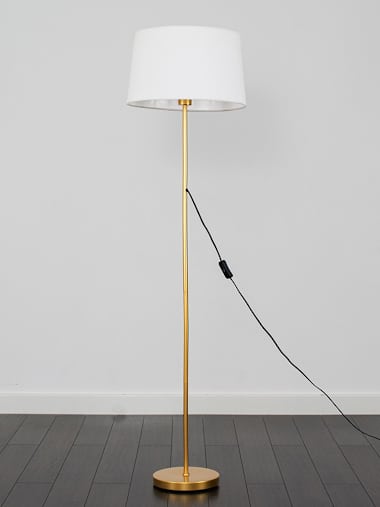 Gold Floor Lamp with White Shade