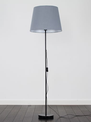 Black Floor Lamp with Grey Tapered Shade