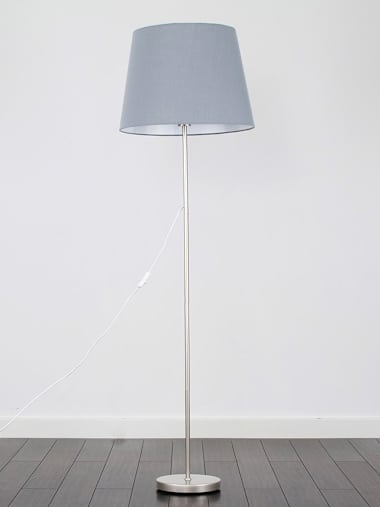 Brushed Chrome Floor Lamp with XL Grey Shade