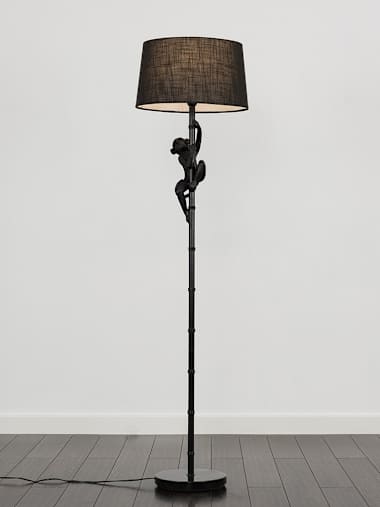 Matte Black Monkey Floor Lamp with Black Shade