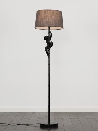 George Matte Black Monkey Floor Lamp with Dark Grey Shade