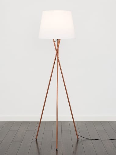 Camden Copper Tripod Floor Lamp with XL White Shade