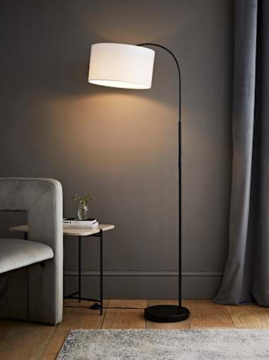 Curva Black Arc Floor Lamp with White Shade