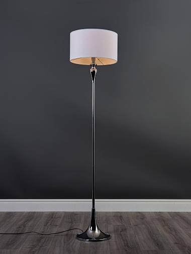 Chrome Floor Lamp with White Shade