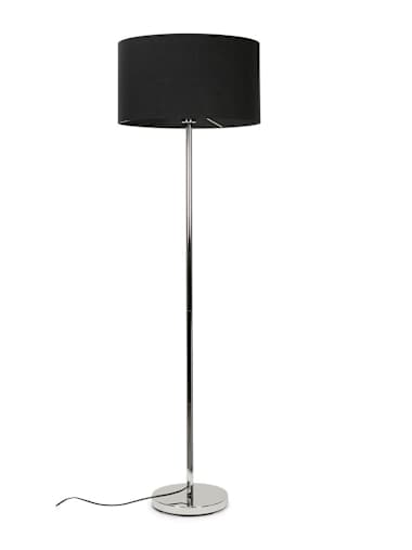 Chrome Floor Lamp with Large Black Shade