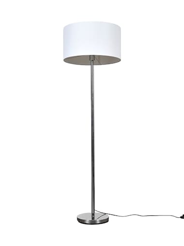 Chrome Floor Lamp with Large White Shade