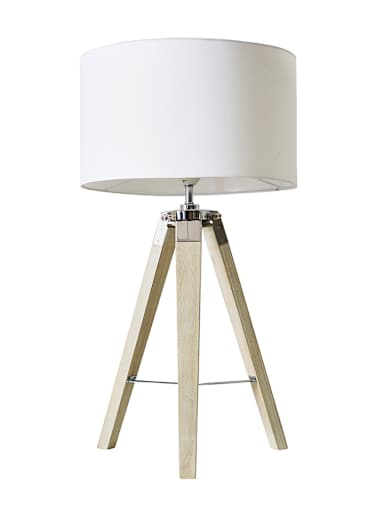 Clipper Light Wood Table Lamp with Medium White Shade
