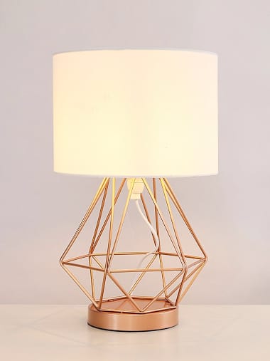 Melrose Pair of Copper Touch Table Lamps with White Shades