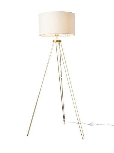 Aero Gold Hairpin Tripod Floor Lamp with Large Mink Shade