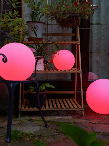 Toka Pair of IP44 Large Rechargeable Colour Changing Orb Lights