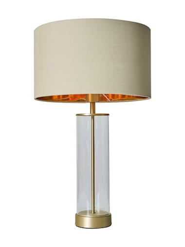 Matte Gold and Clear Table Lamp with Gold Shade