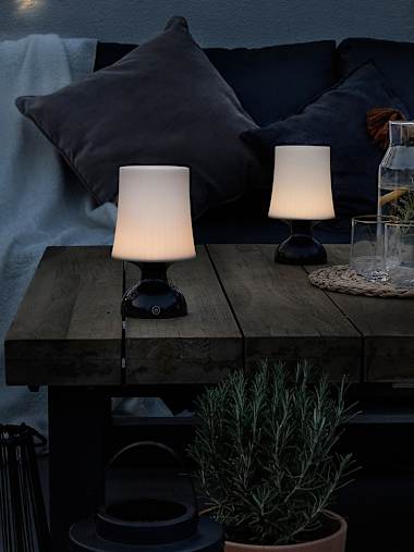 2 x Black Battery Operated Indoor and Outdoor Touch Lamps