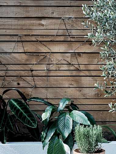 Star Pair of IP44 Black Outdoor Lights with Warm White LEDs