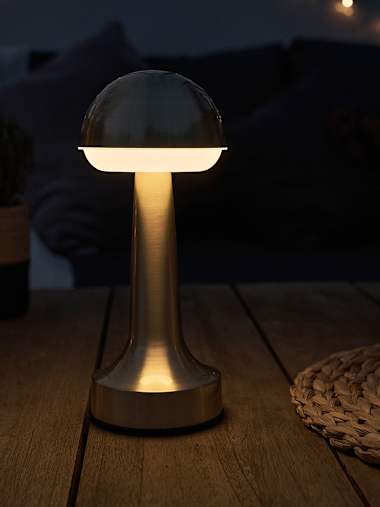 Troy Pair of Outdoor Rechargeable Brass Touch Table Lamps