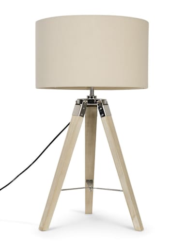 Clipper Light Wood Tripod Table Lamp with Medium Natural Shade