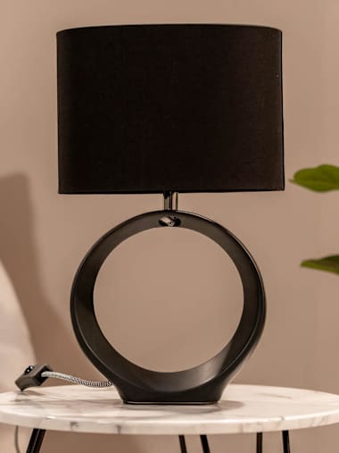 Tia Pair of Black Ceramic Hoop Table Lamps