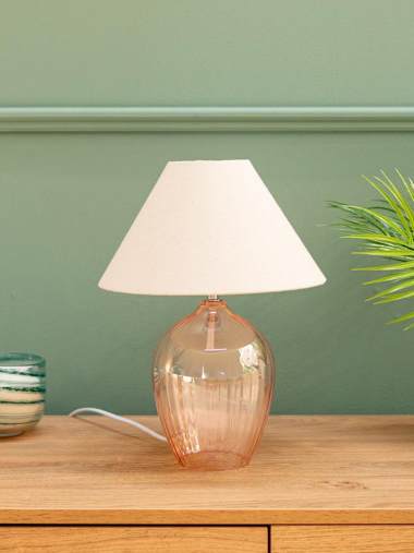 Olivet Pair of Blush Pink Glass Table Lamps