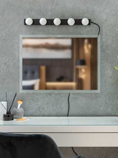 Hollywood IP44 Plug-in Matte Black Wall Light with 5 Cool White LEDs