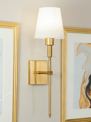 Kincaid Pair of Antique Brass Rechargeable LED Wall Lights with White Shades