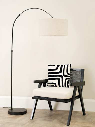 Louis Black Arch Floor Lamp with Cream Boucle Shade