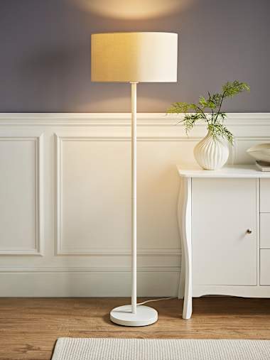 White Floor Lamp with Cream Shade