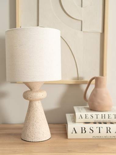 Pair of Organic Sculptured Table Lamps in a Cement Effect