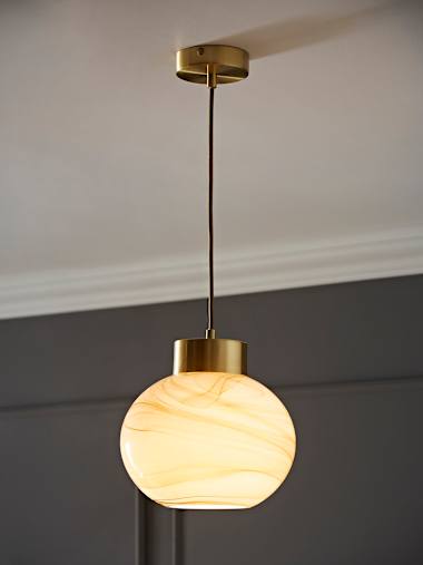 Brianna Brushed Gold Cap Ceiling Light with Alabaster Glass Shade