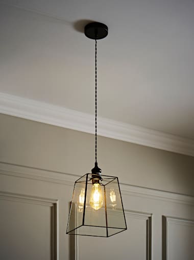 Susie Matte Black Lamp Holder with Glass Shade