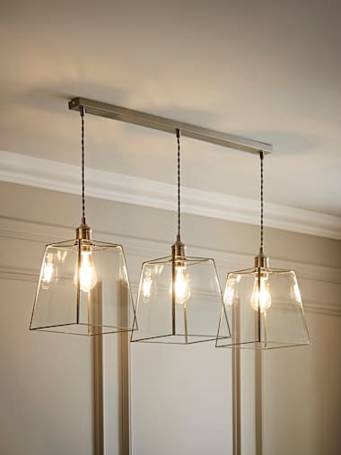 Susie Brushed Chrome Adjustable Bar Lamp Holder with Glass Shades