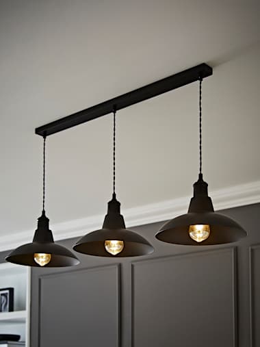 Black with Metal Dome Diner Light