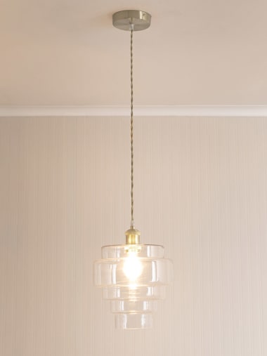 Silver Tiered Glass Pendant Ceiling Light