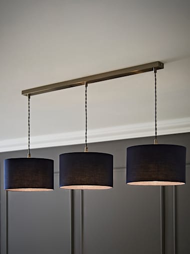 Silver with Navy Drum Shade Diner Light