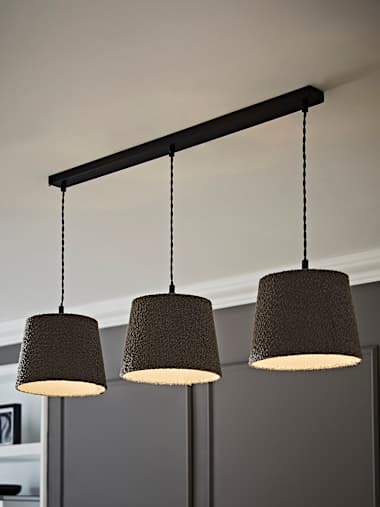 Black with Grey Taper Boucle Diner Light