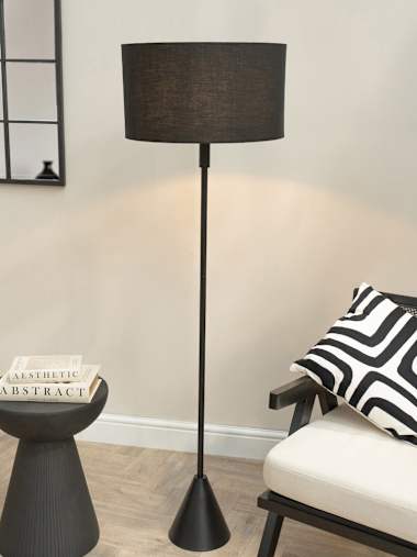 Mitch Black Triangle Floor Lamp with Black Shade