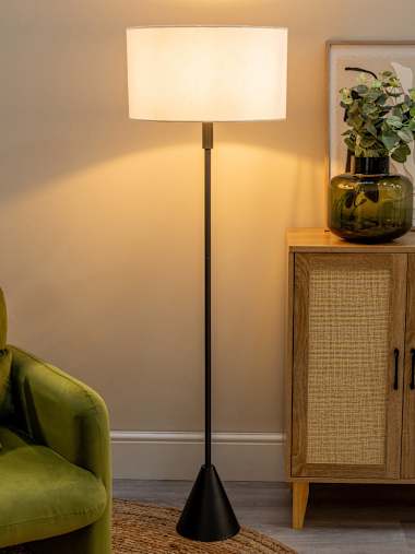 Mitch Black Triangle Floor Lamp with White Shade