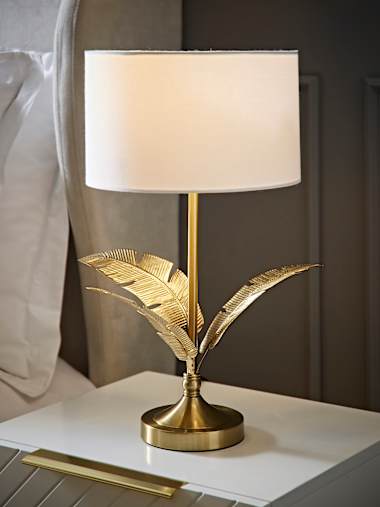 Gold Leaves Table Lamp with White Fabric Shade