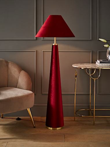 Burgundy Velvet Conical Floor Lamp